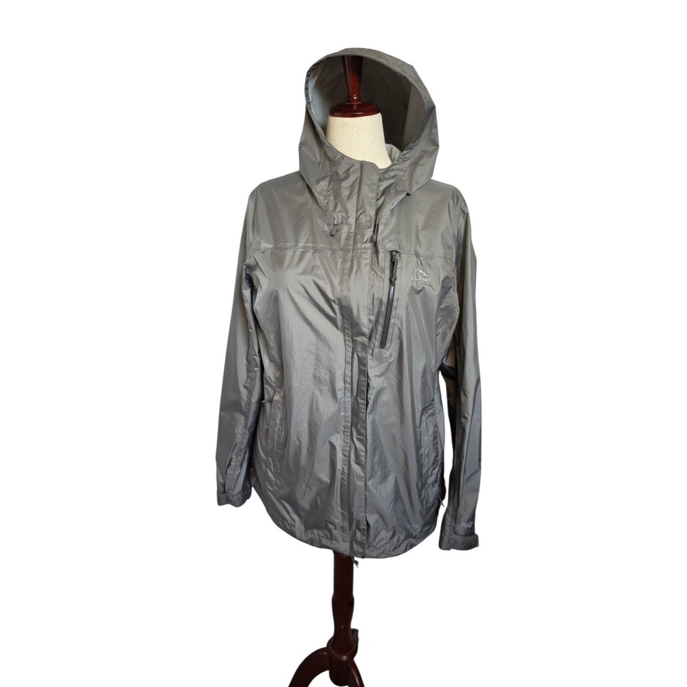 LL Bean Women's Trail Model Rain Jacket Gray XL (waterproof, packable)